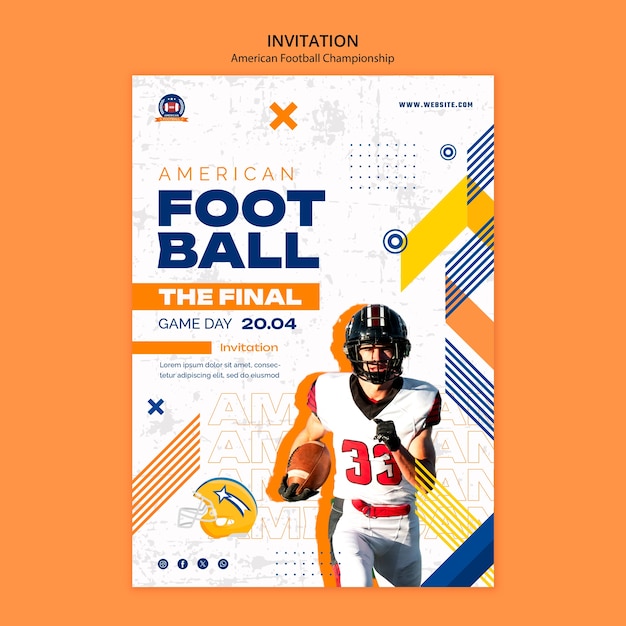 PSD flat design super bowl invitation