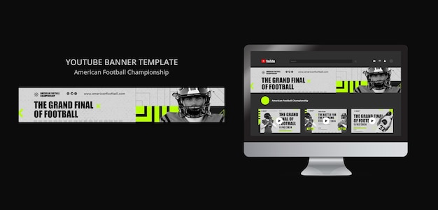 PSD flat design super bowl youtube banner