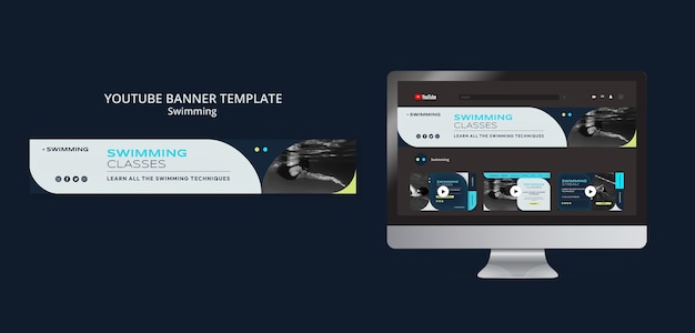 PSD flat design swimming design template