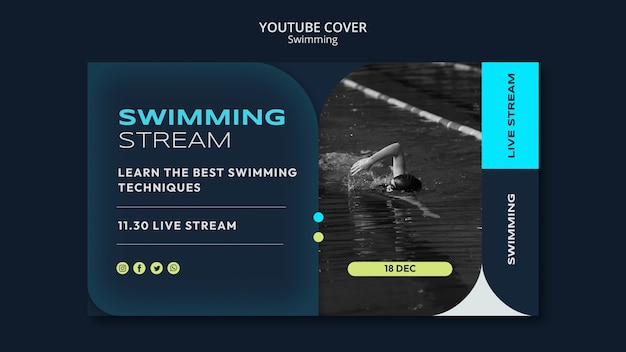 PSD flat design swimming design template