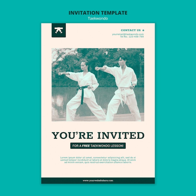 PSD flat design taekwondo template