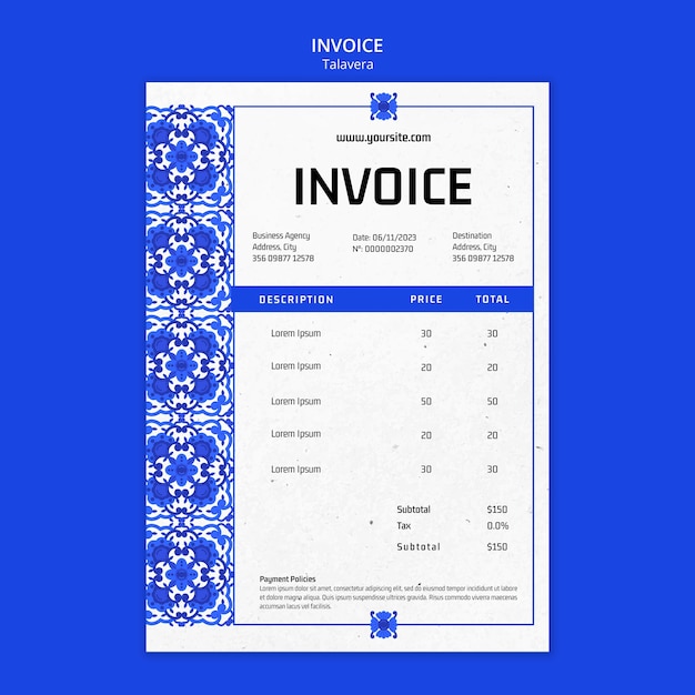 PSD flat design talavera event invoice template