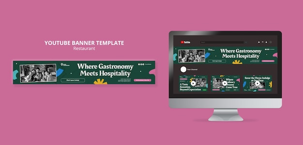 Flat design tasty food restaurant youtube banner