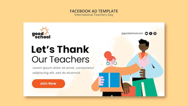 PSD flat design teacher's day facebook ad template