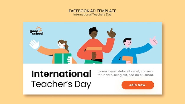 Flat design teacher's day facebook ad template