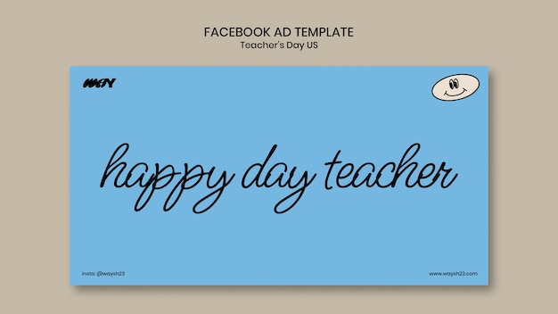 PSD flat design teacher's day facebook template