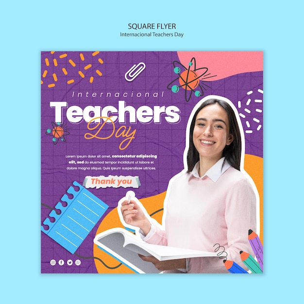 Flat design teacher's day template