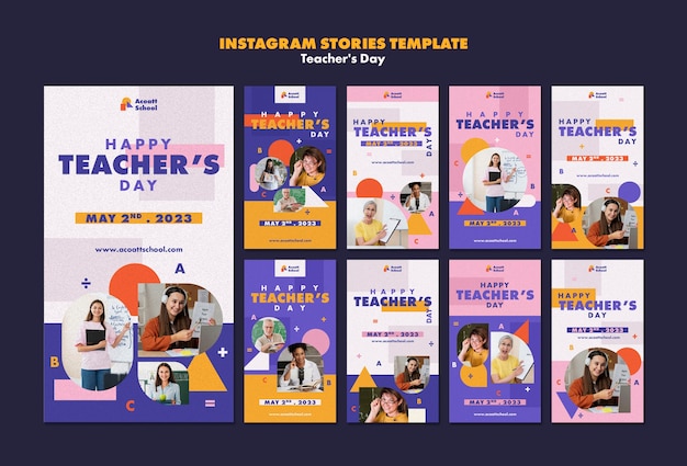 PSD flat design teacher's day template