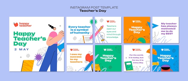 PSD flat design teacher's day template