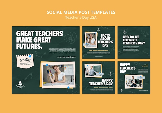 Flat design teacher's day template