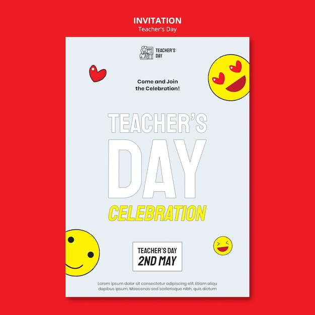 PSD flat design teacher's day template