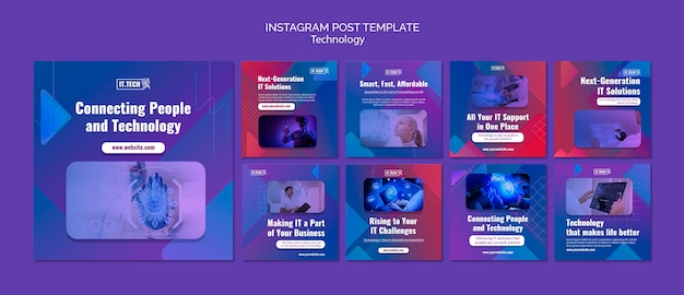 PSD flat design technology template