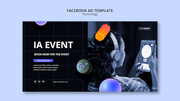 PSD flat design technology template