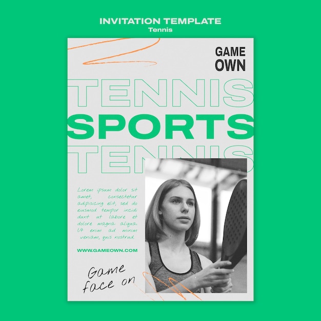 PSD flat design tennis sport template