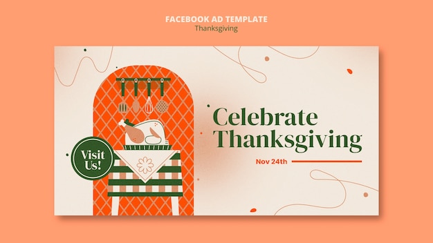 Flat design thanksgiving facebook template