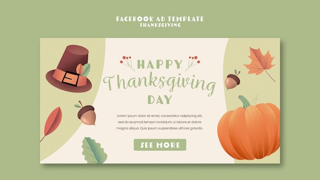 PSD flat design thanksgiving template