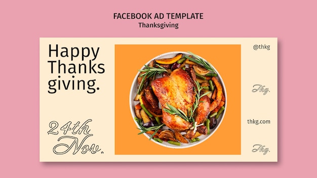 PSD flat design thanksgiving template