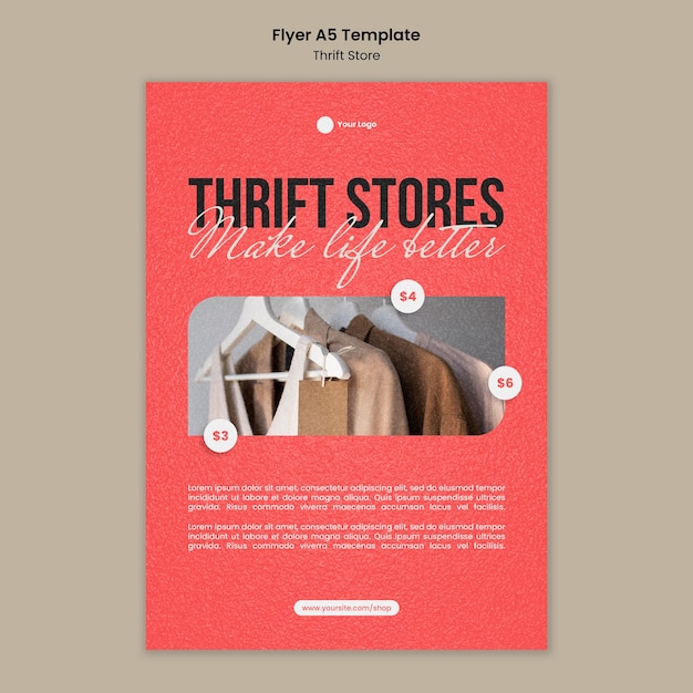 Flat design thrift store template