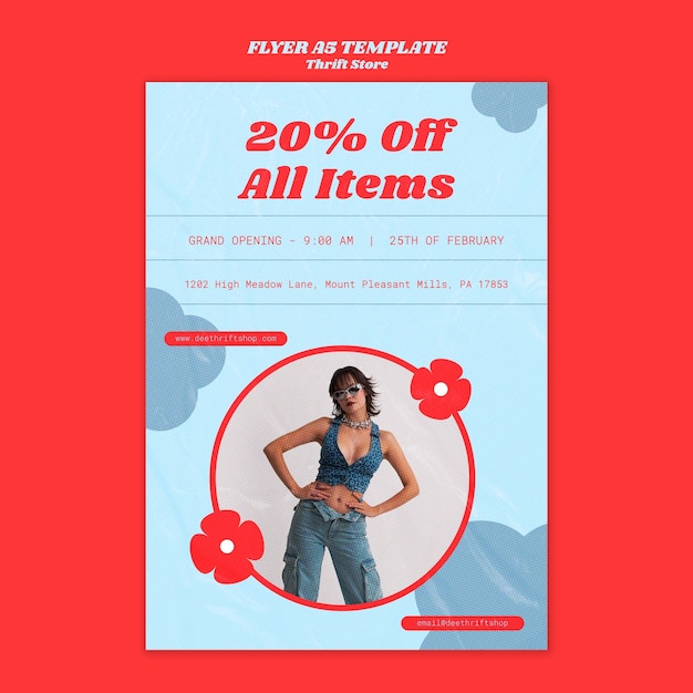 PSD flat design thrift store template