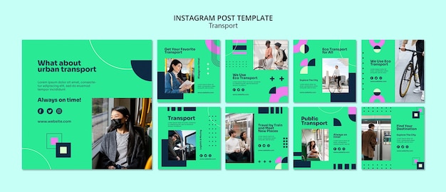 PSD flat design transport template