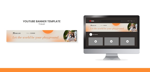 flat design travel adventure youtube banner