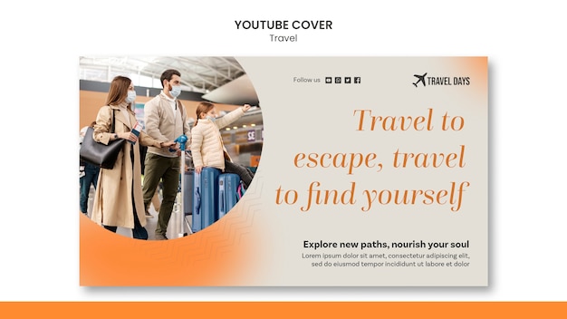 PSD flat design travel adventure youtube cover