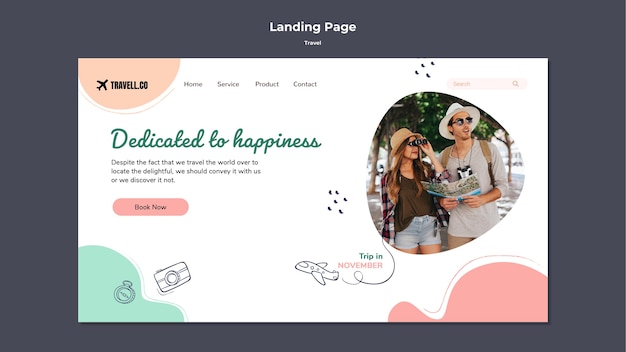 Flat design travel design landing page template