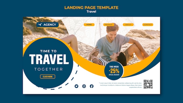 PSD flat design travel design landing page template