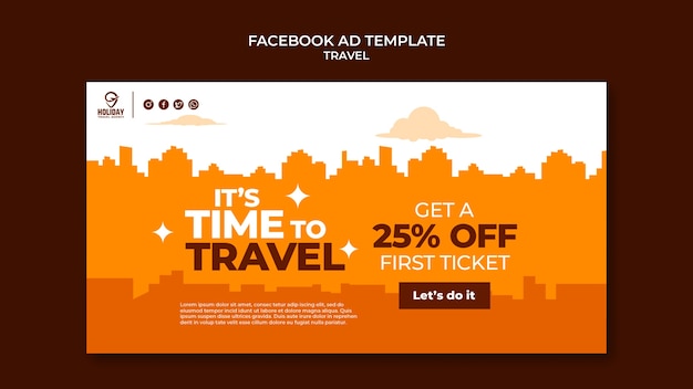 PSD flat design travel facebook ad template