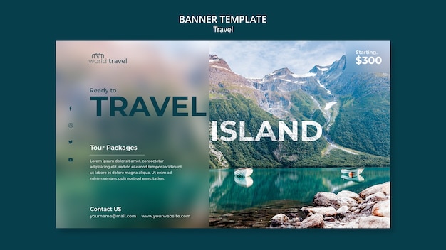 PSD flat design travel template of banner