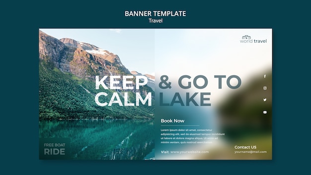 PSD flat design travel template of banner