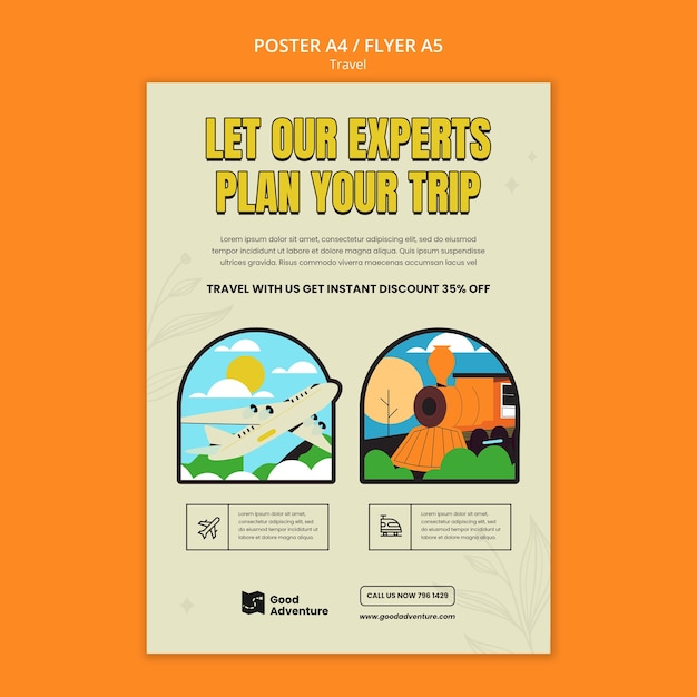 PSD flat design travel template design