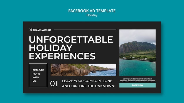 PSD flat design traveling adventure facebook template