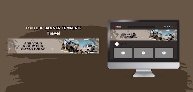 PSD flat design traveling youtube banner