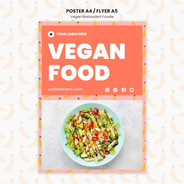 PSD flat design vegan food template