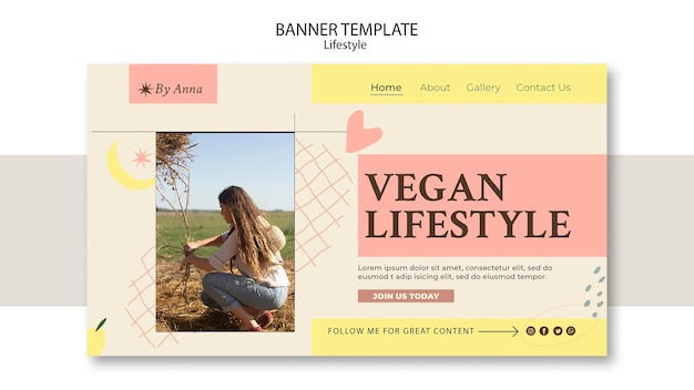 PSD flat design vegan template