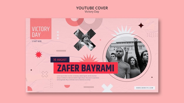 PSD flat design victory day youtube cover