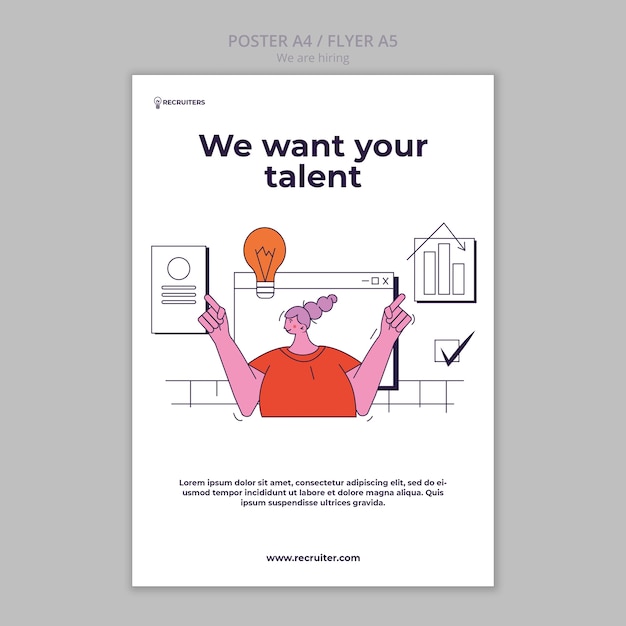 PSD flat design we are hiring template