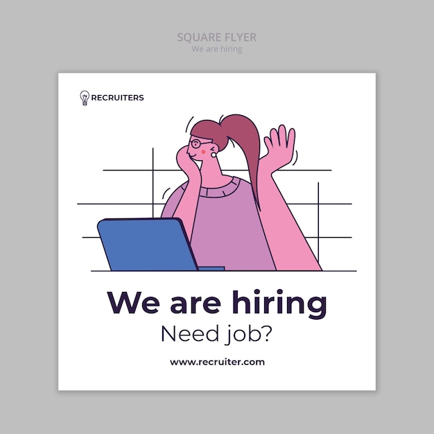 PSD flat design we are hiring template