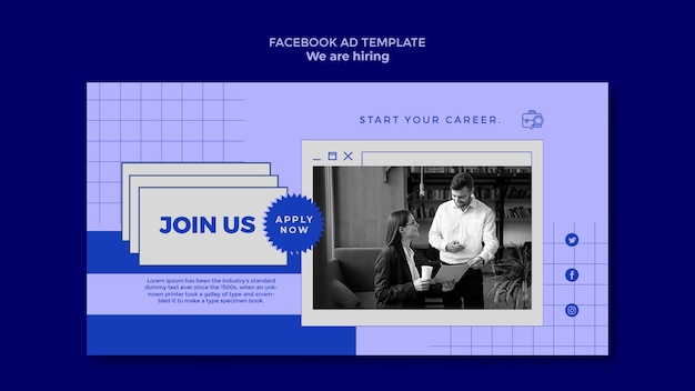 PSD flat design we are hiring template