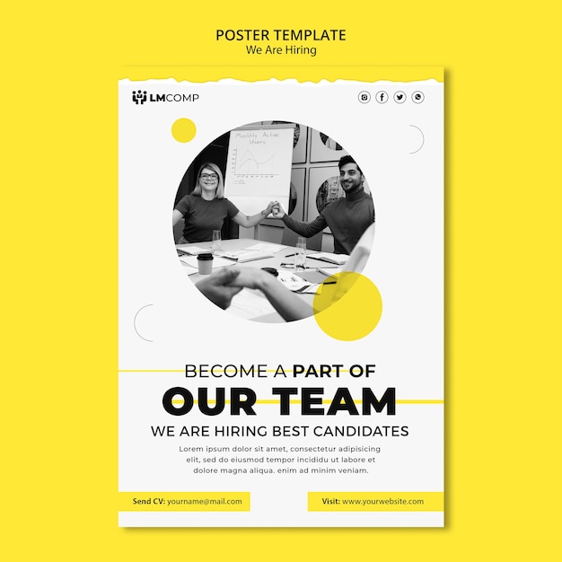 PSD flat design we are hiring template