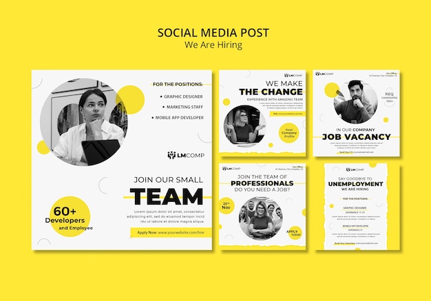 PSD flat design we are hiring template