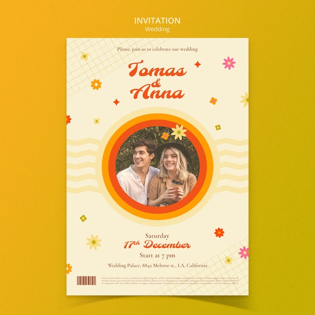 Flat design wedding celebration invitation  template