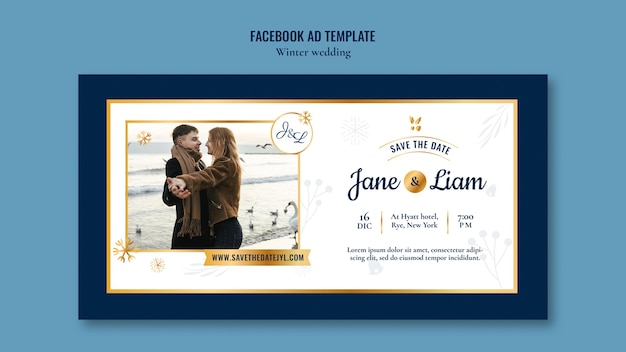 PSD flat design wedding template