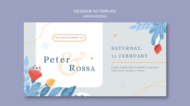 PSD flat design wedding template