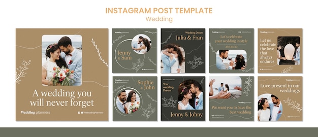 PSD flat design wedding template