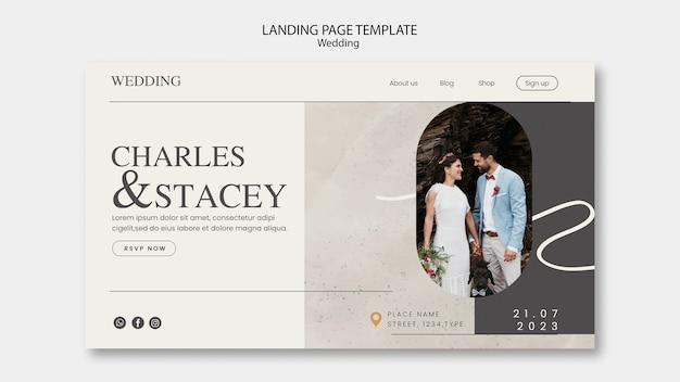 PSD flat design wedding template