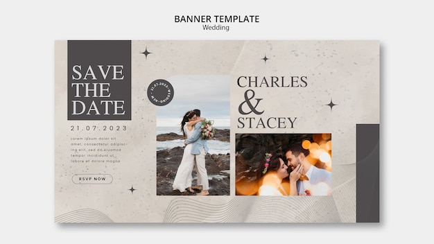 PSD flat design wedding template