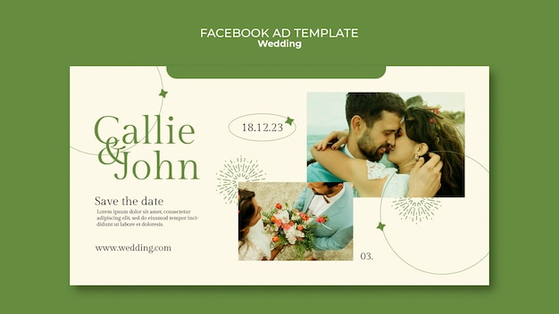 PSD flat design wedding template