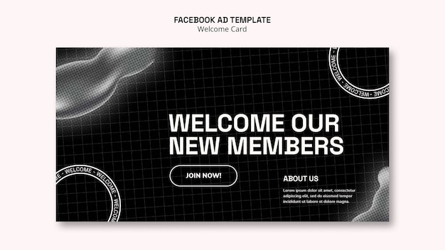 PSD flat design welcome card template